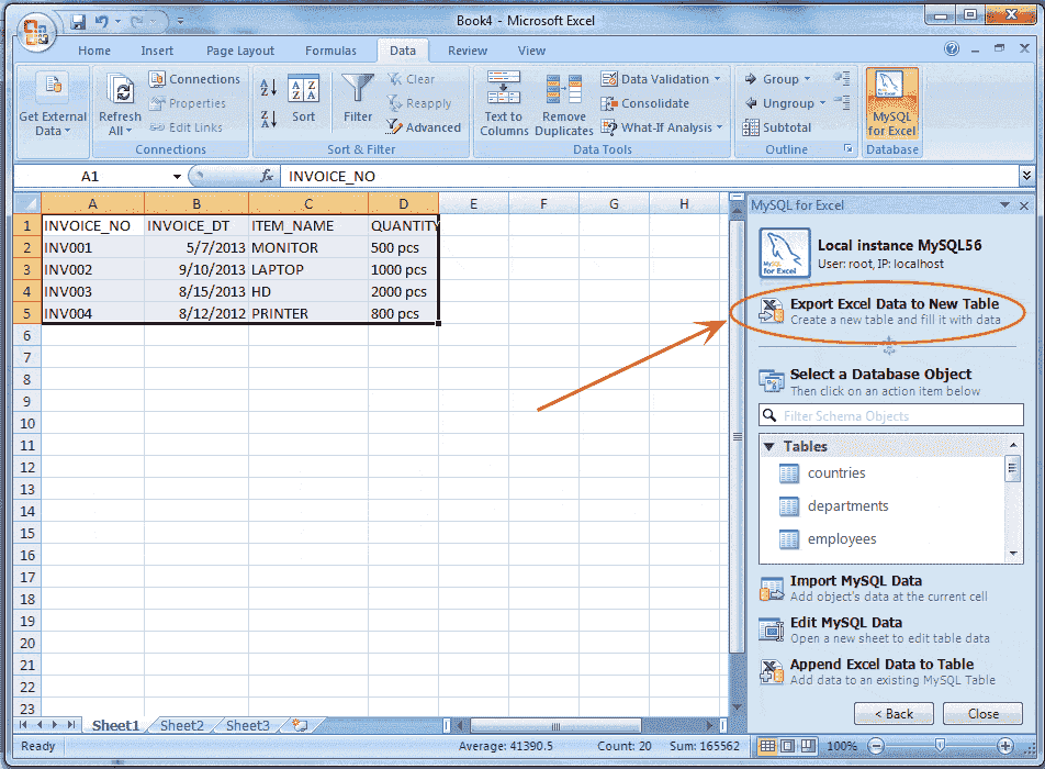 Exporting And Importing Data Between Mysql And Microsoft Excel W3resource 1211