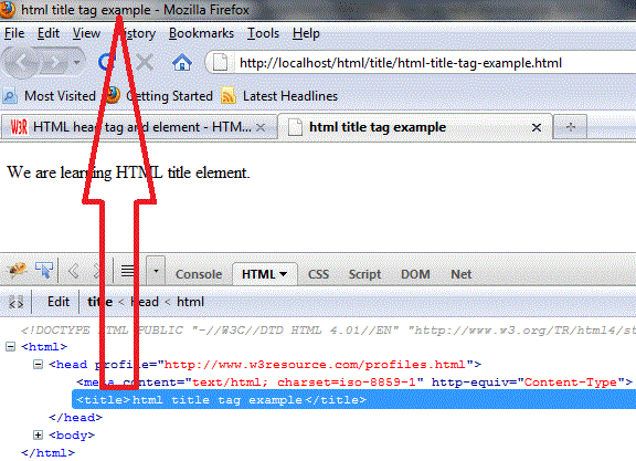 HTML Title Tag And Element HTML Tutorials W3resource