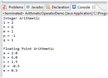 Java Arithmetic Operators W3resource