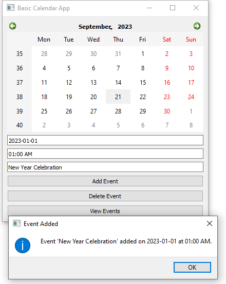 Python: Calender App.