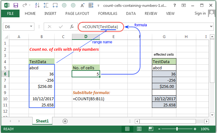 Excel Count Count Number Of Cells With Only Numbers W3resource