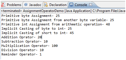 what symbol is the assignment operator