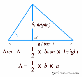 Python Accept The Base And Height Of A Triangle And Compute The Area W3resource